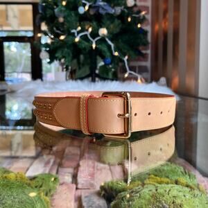 LOUIS VUITTON Belt Vachetta Studded Belt SZ80/32(4US)